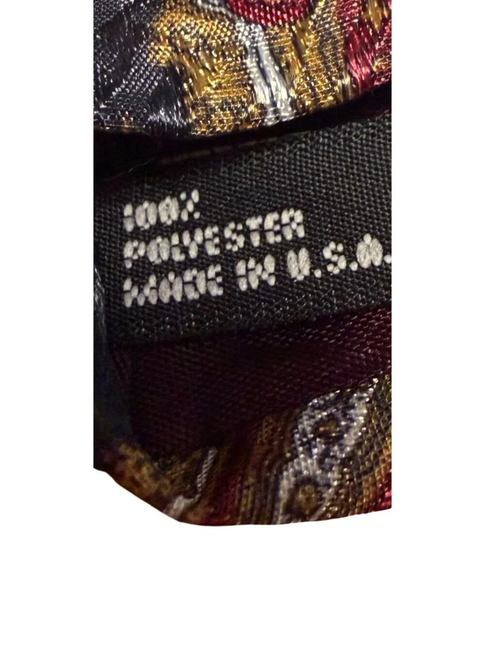 Johnny Carson Mens Silk Tie Paisley Black Gold Red Made in USA Vintage